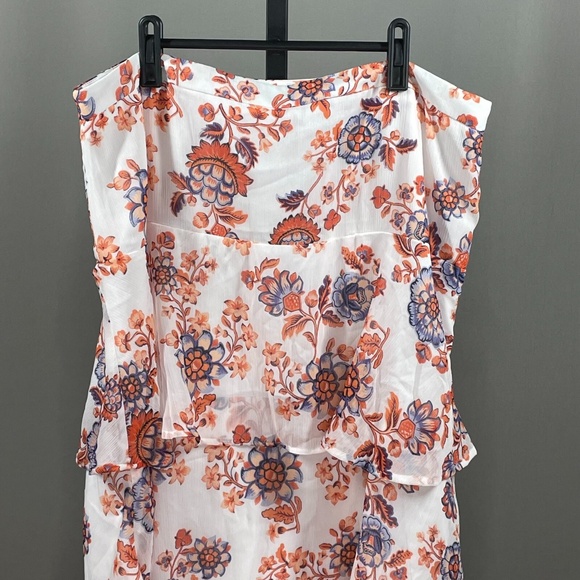 NEW Ann Taylor Skirt Womens 14 purple orange white floral ruffle midi - Picture 2 of 9